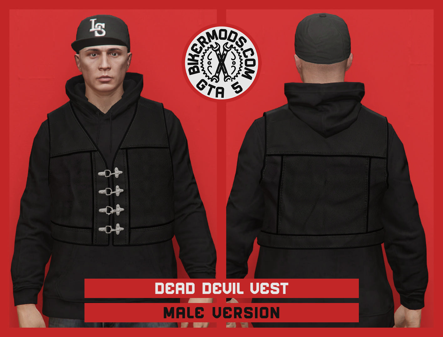Dead Devil Vest (Male) Black Trim Hoodie Style