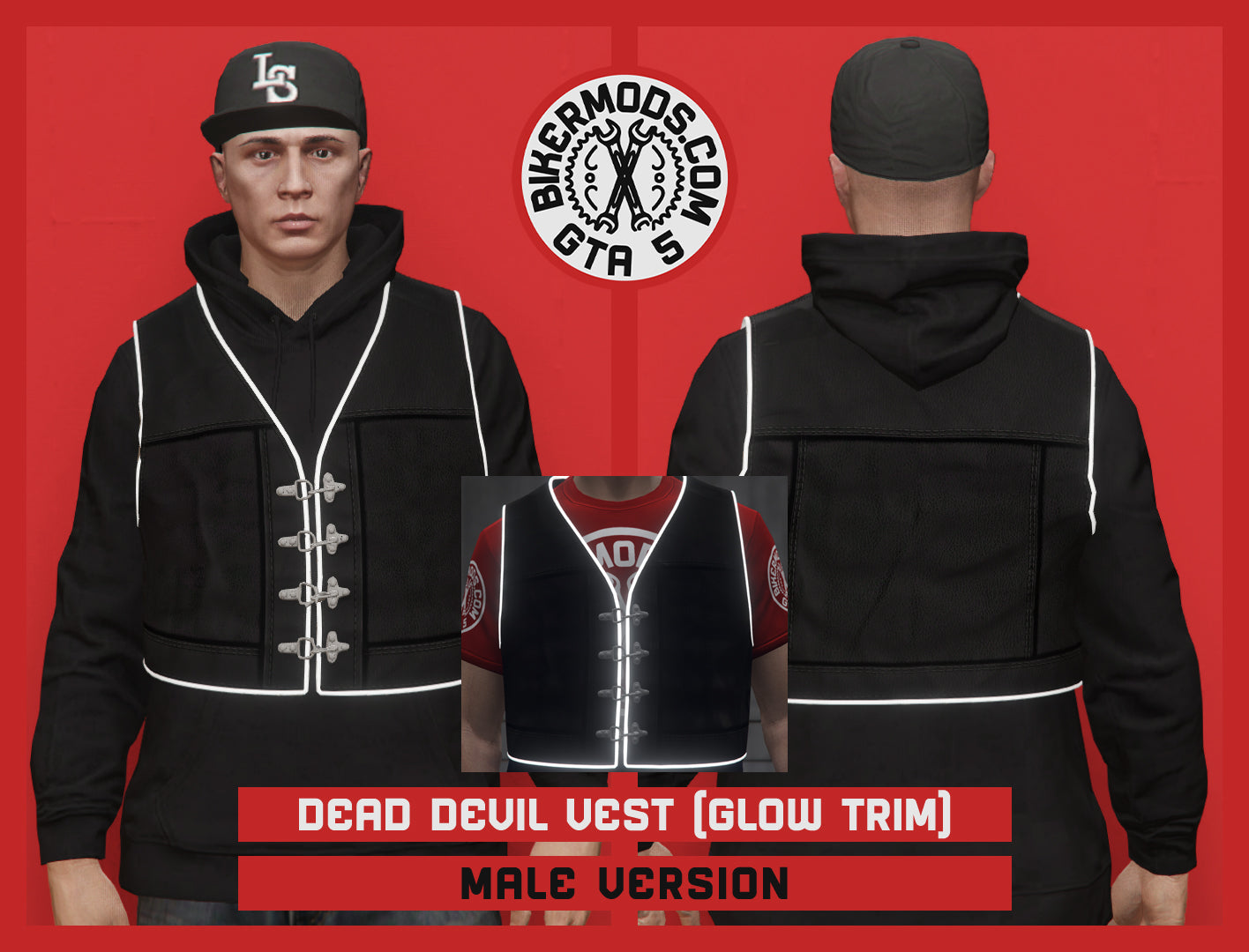 Dead Devil Vest (Male) Hoodie Style (Glow Trim)