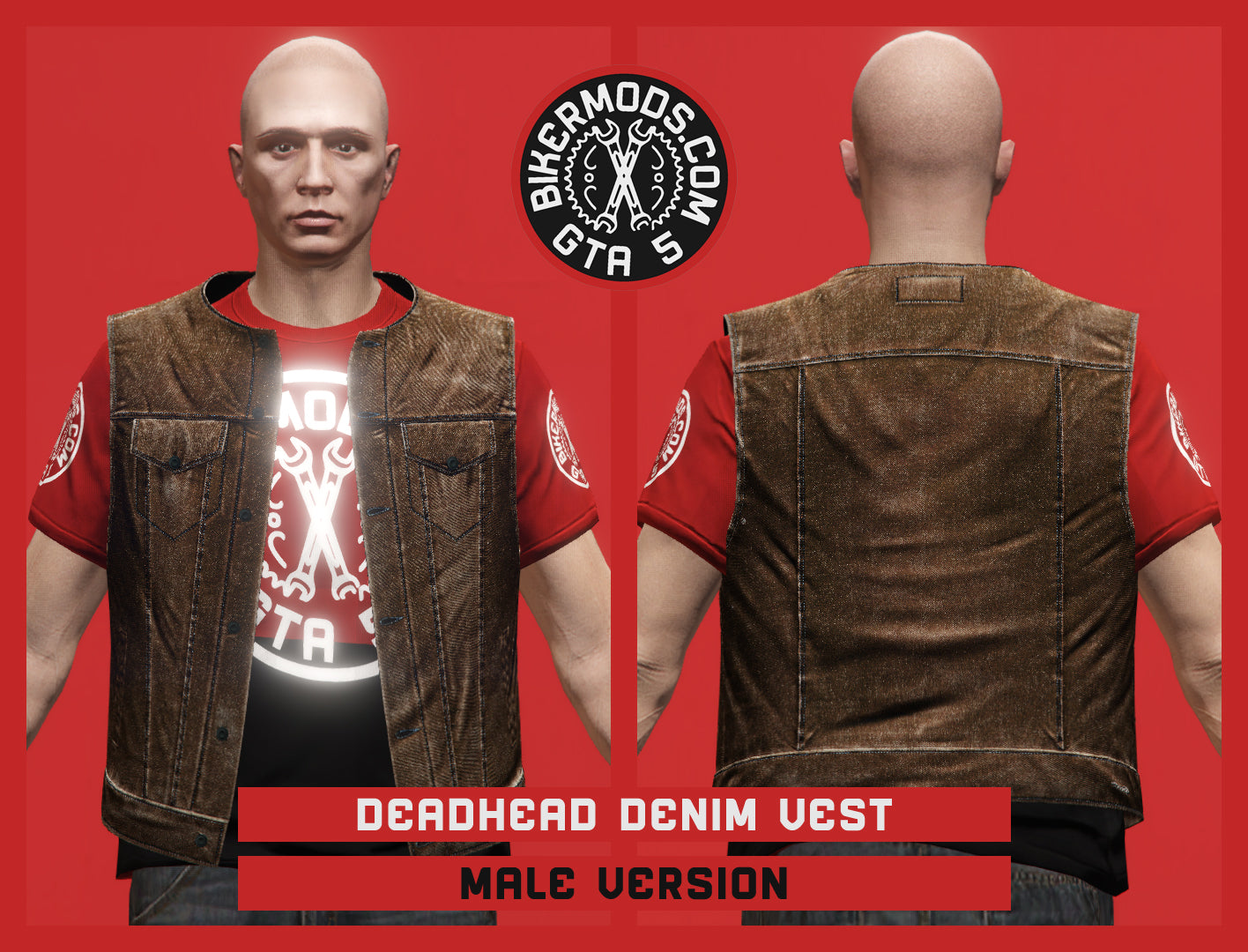 Deadhead Brown Denim Vest (Male)