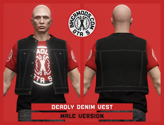 Deadly Black Denim Vest (Male)