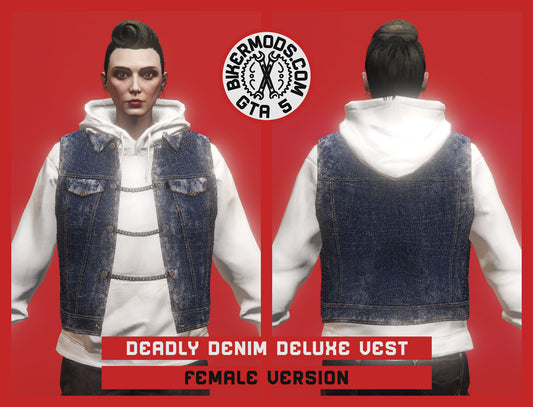 Deadly Blue Denim Deluxe Vest (Female) Hoodie Size