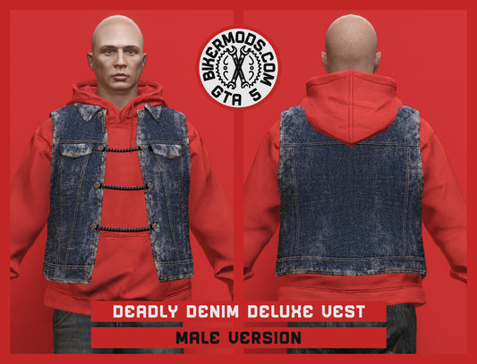 Deadly Blue Denim Deluxe Vest (Male) Hoodie Size