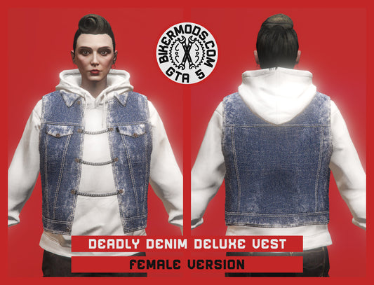 Deadly Light Blue Denim Deluxe Vest (Female) Hoodie Size
