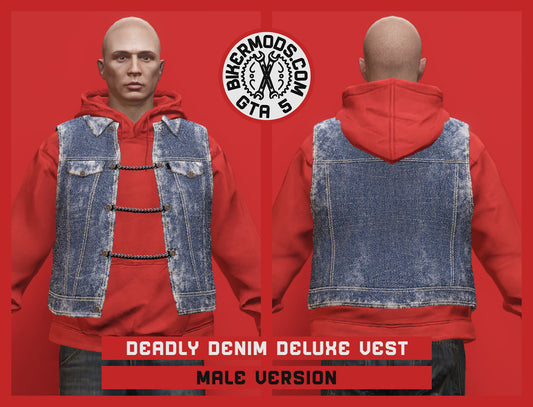 Deadly Light Blue Denim Deluxe Vest (Male) Hoodie Size