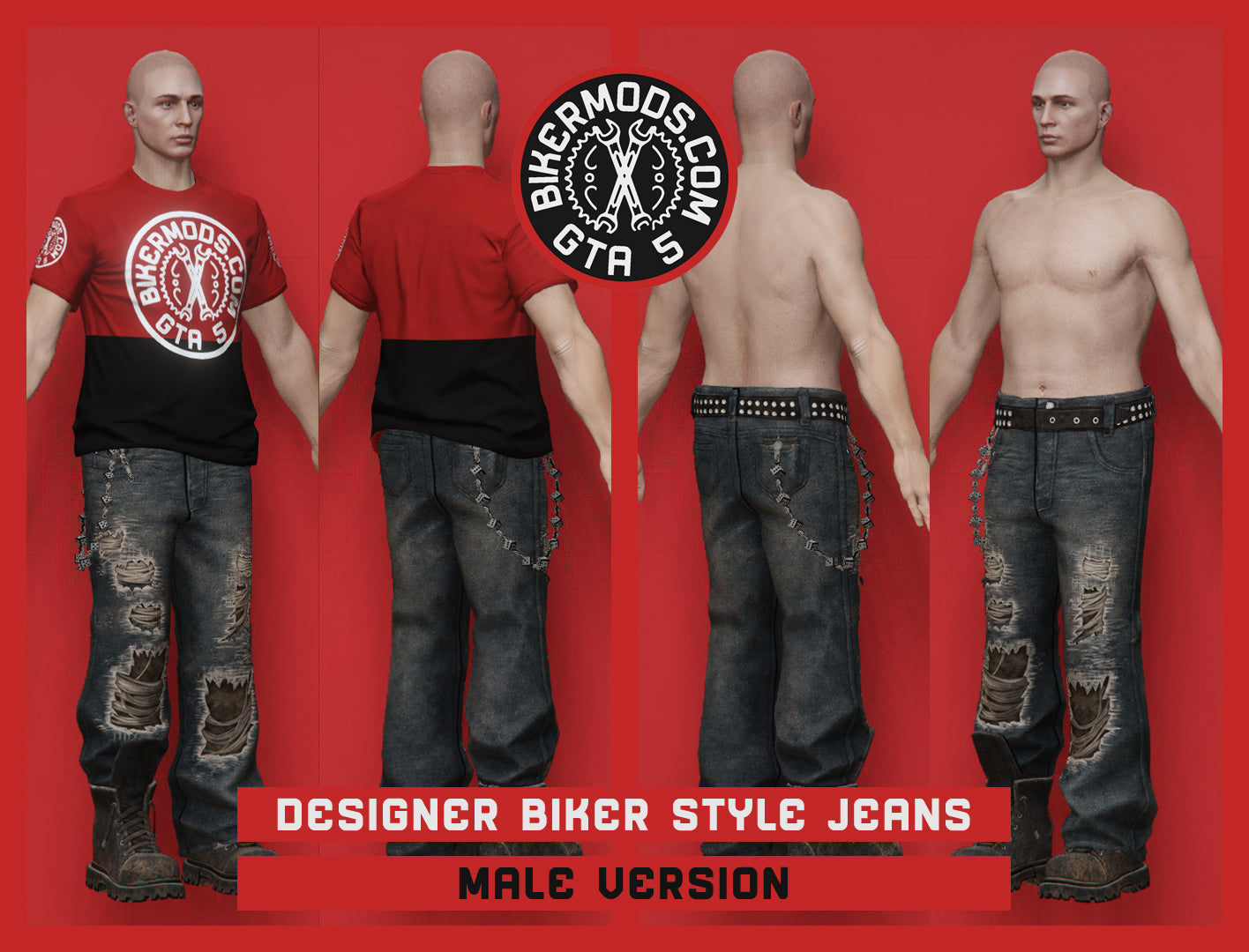 Designer Worn Biker Style Jeans and Boots Combo (Male)