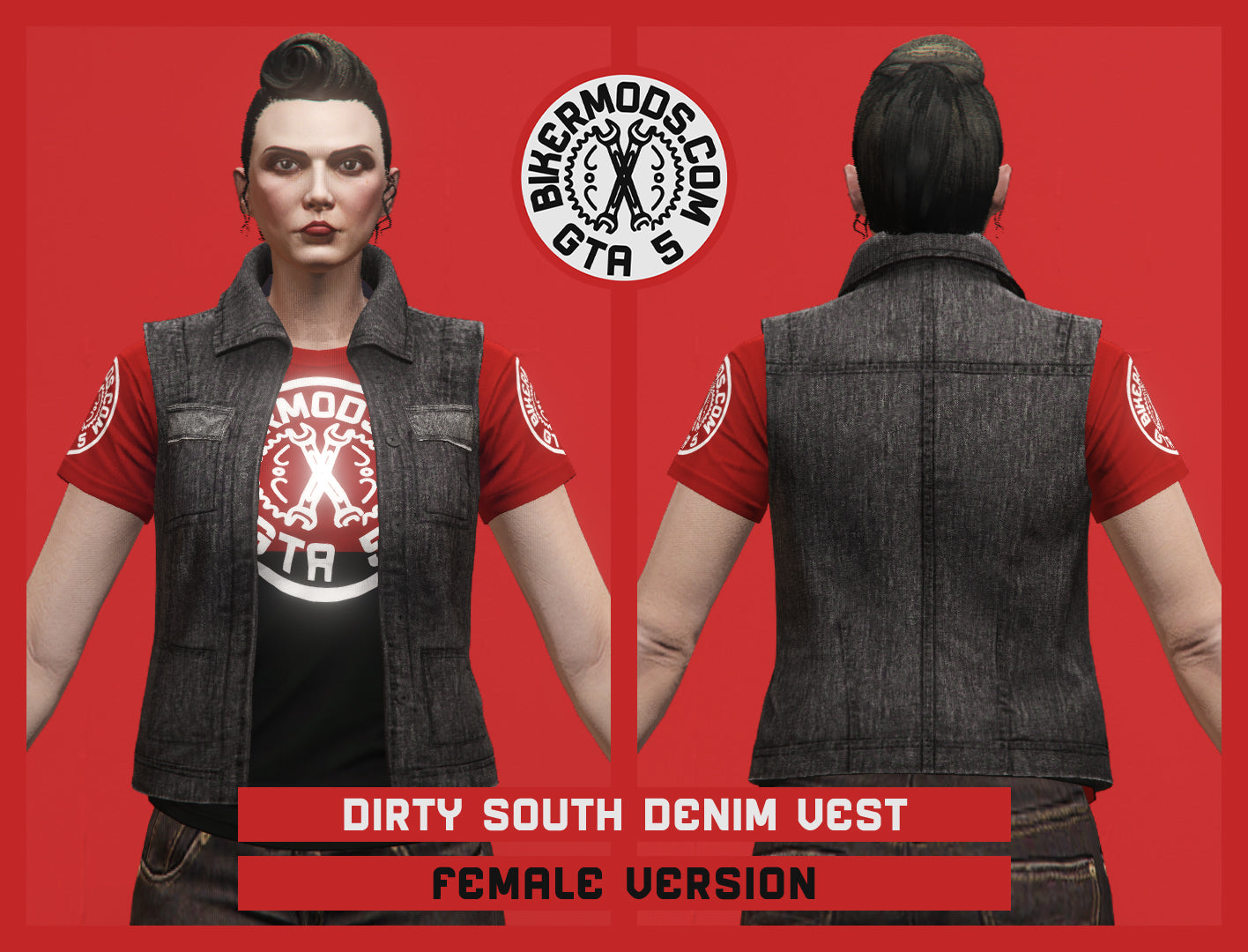 Dirty South Black Denim Vest (Female)