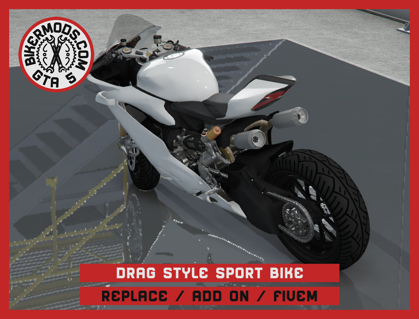 Extended Drag Style Sport Bike (Replace / Add On / FiveM) 64k Poly