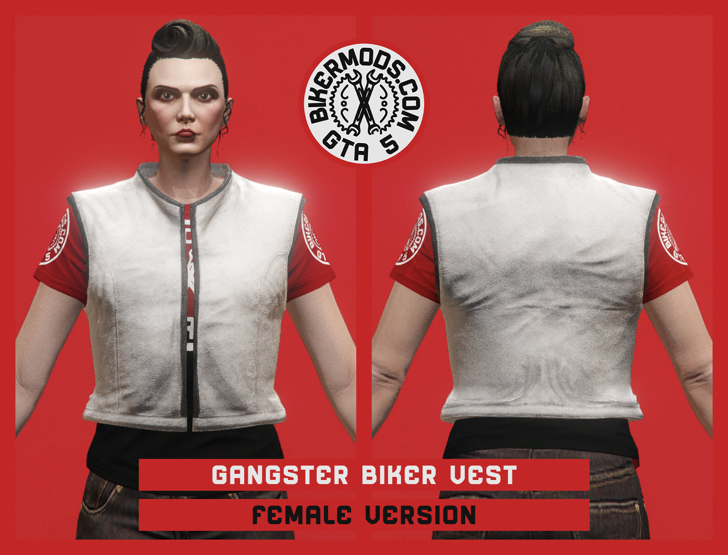 Gangster White Biker Vest (Female)