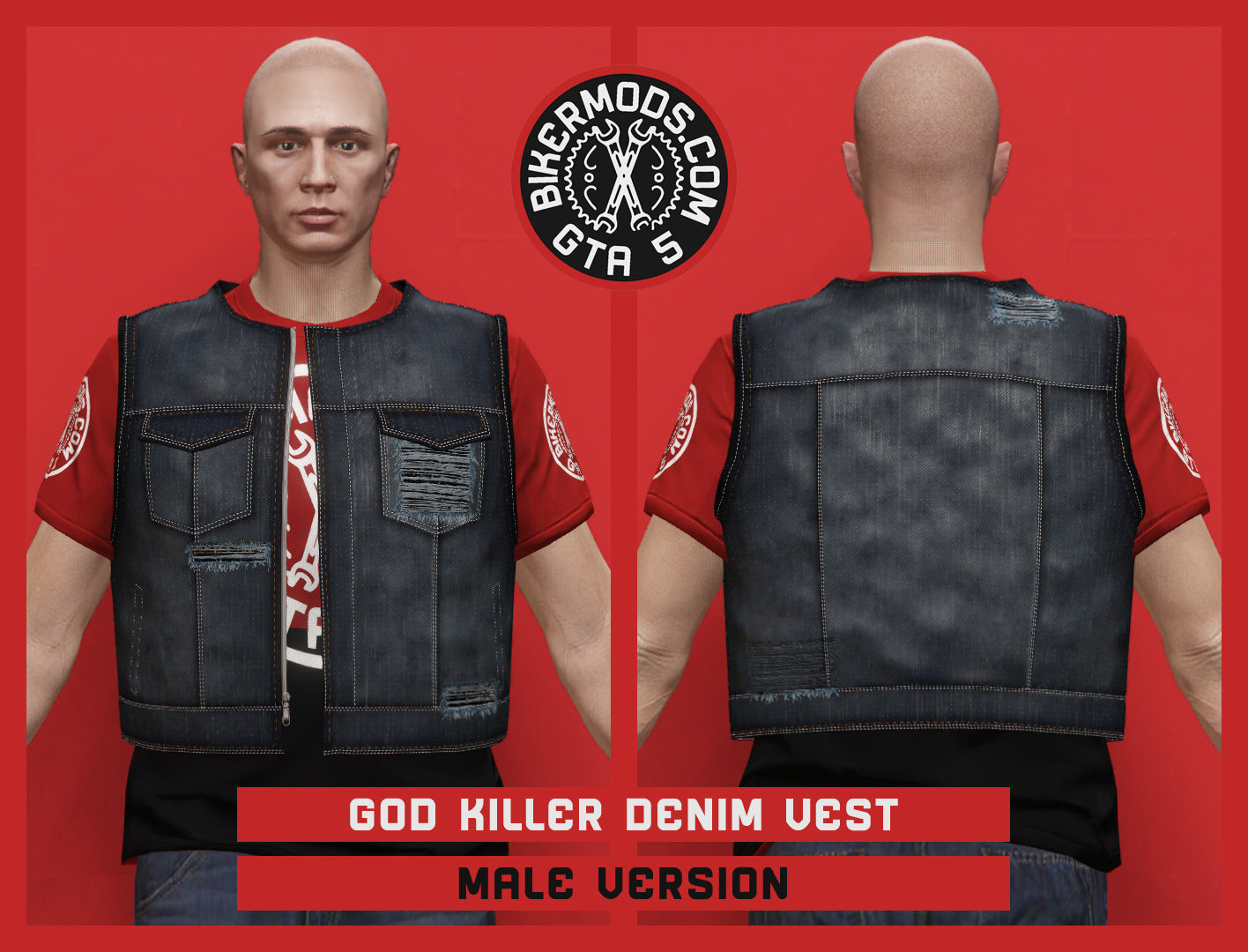 God Killer Indigo Denim Vest (Male)