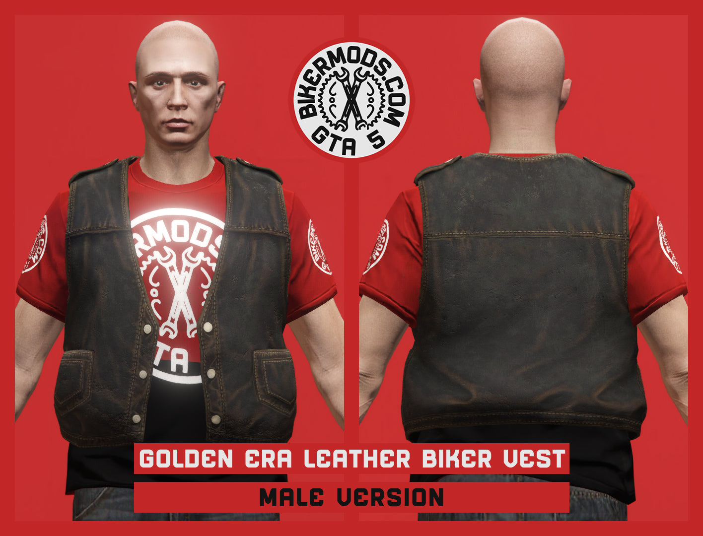 Golden Era Leather Biker Vest (Male) Classic Style