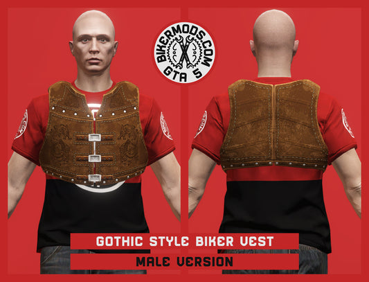 Gothic Style Biker Vest (Male) Brown