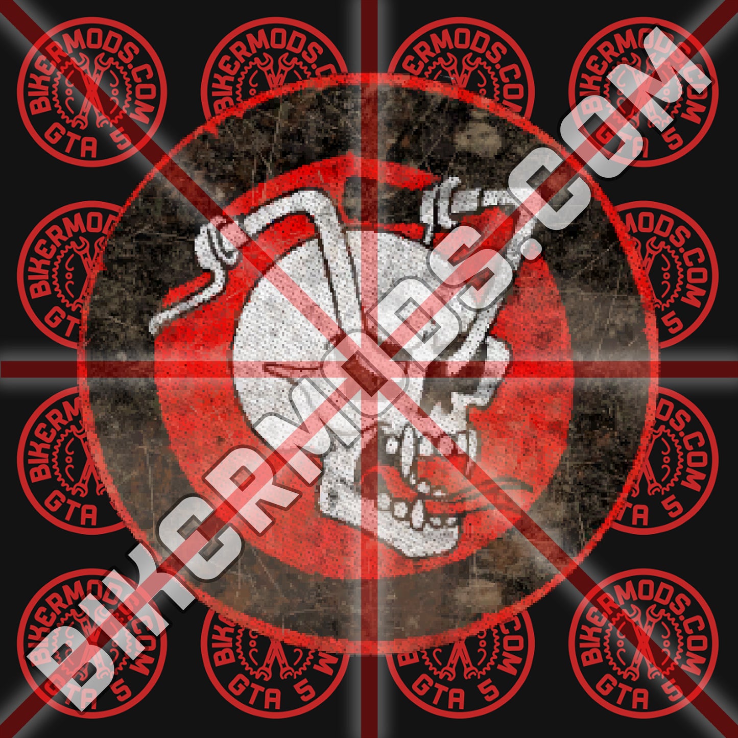 Grunge Handlebar Skull Center Emblem for Club