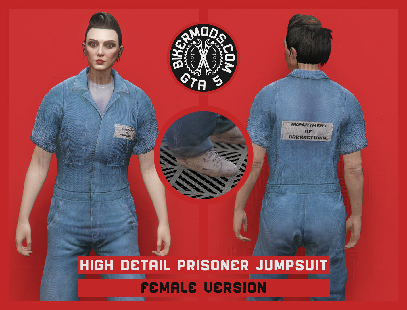 High Detail Blue Prisoner Inmate Jumpsuit (Female)