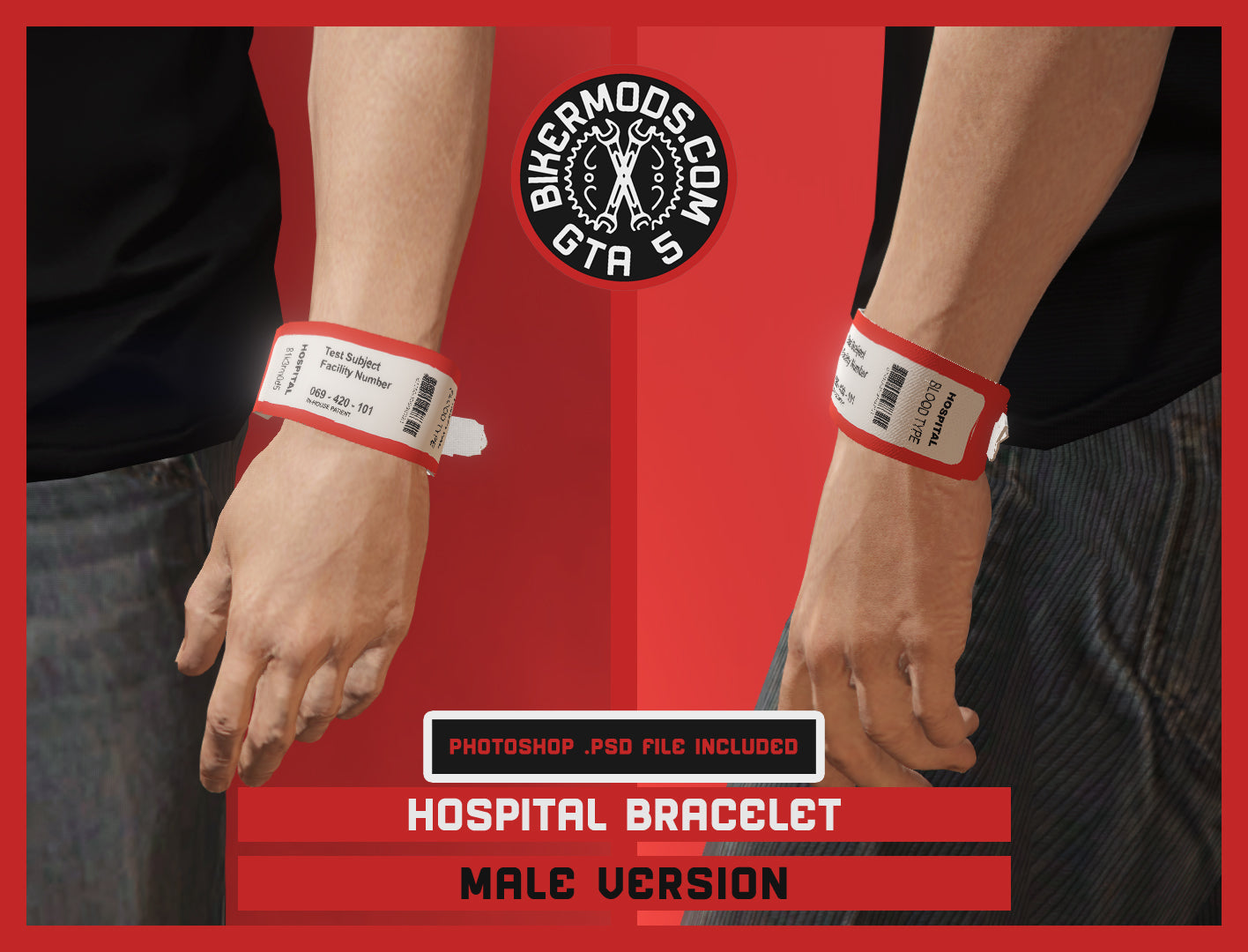 Hospital Bracelet (Male) Photoshop PSD Template Included