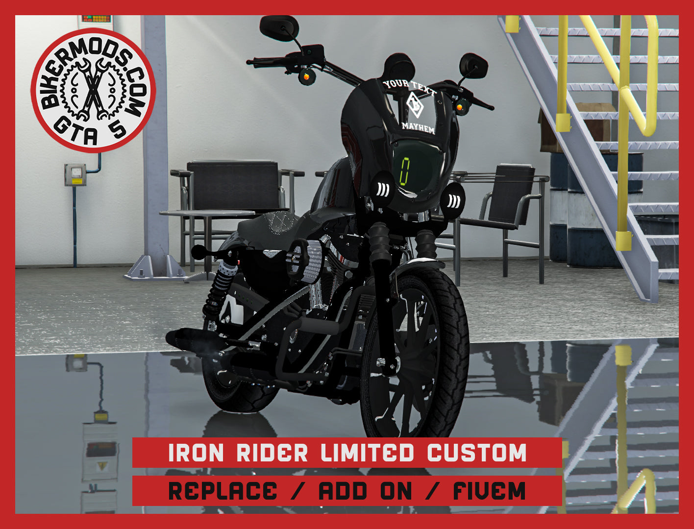 Iron Rider Limited Custom (Replace / Add On / FiveM) 178k Poly Animated Speedometer Lights