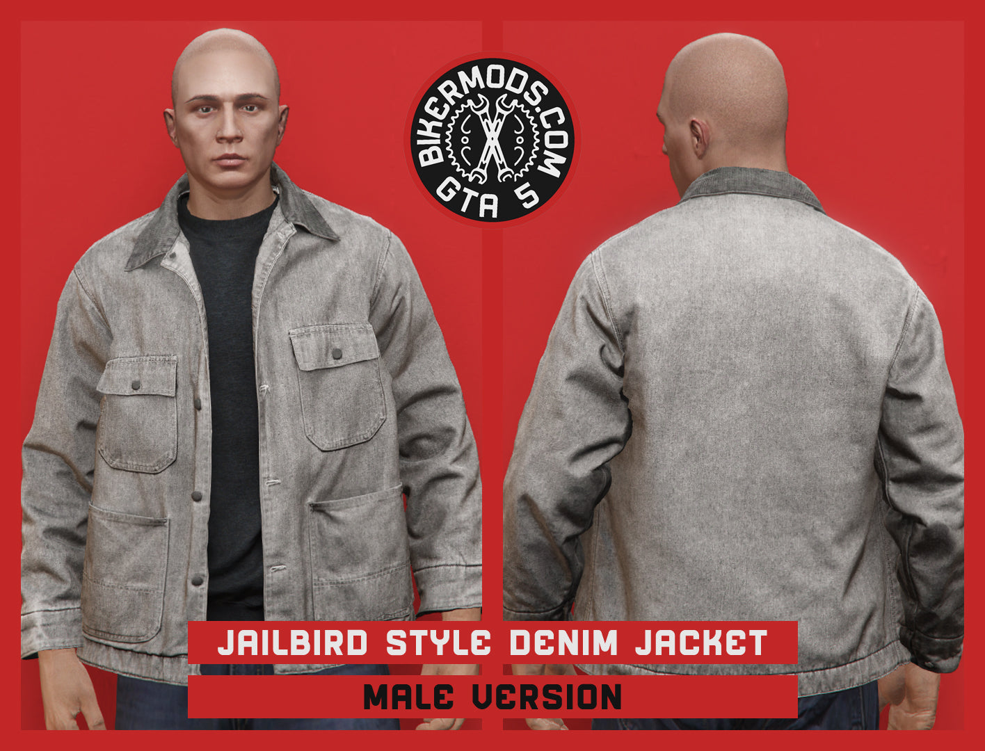 Jailbird Style White Denim Jacket (Male)