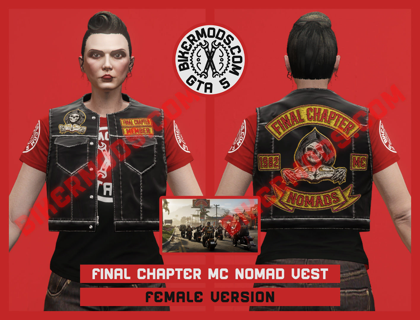 Jaxson Style Biker Vest (Female) Final Chapter MC Nomad