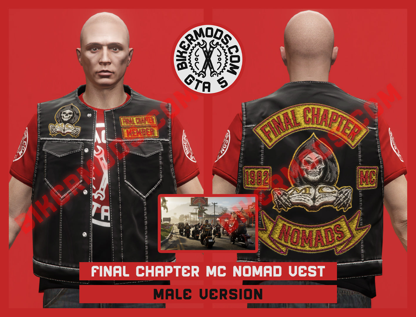 Jaxson Style Biker Vest (Male) Final Chapter MC Nomad