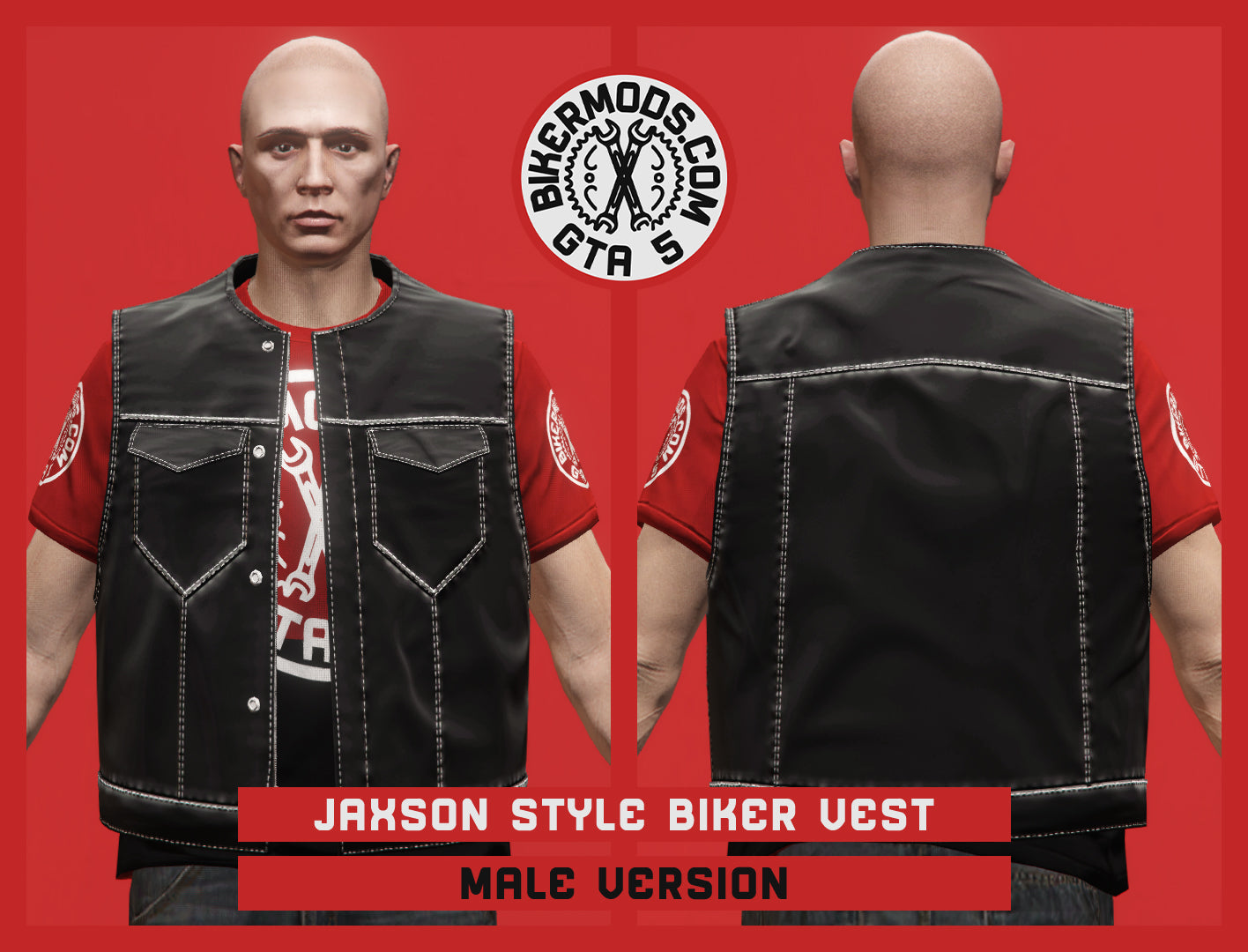 Jaxson Style Biker Vest (Male) Standard Length