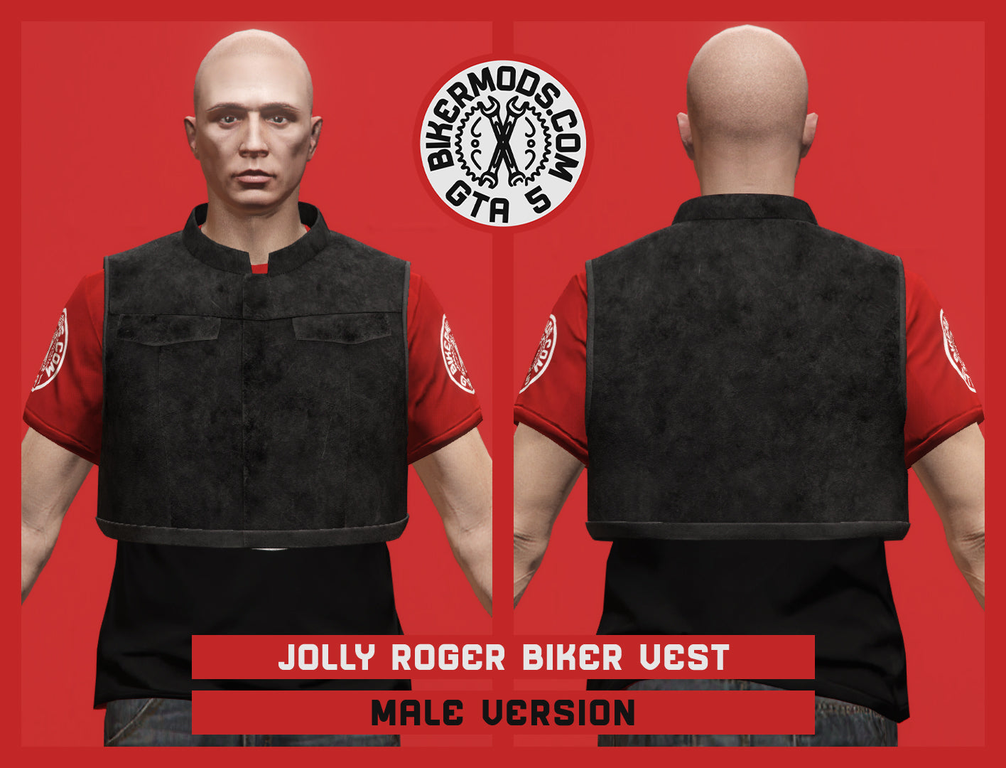 Jolly Roger Biker Vest (Male) Closed Style