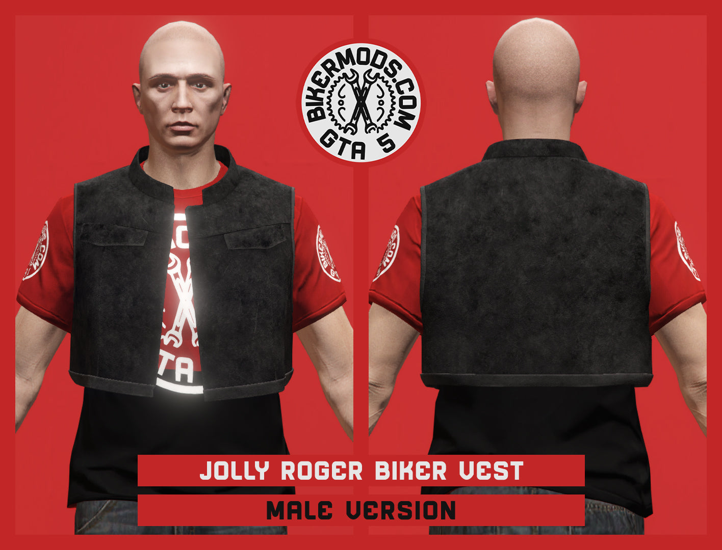 Jolly Roger Biker Vest (Male) Open Style
