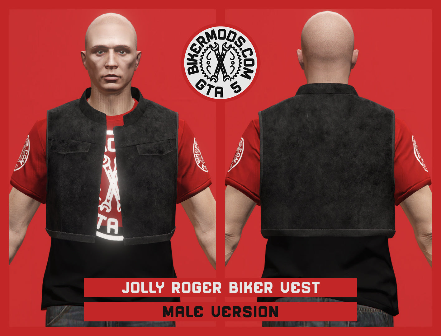 Jolly Roger Biker Vest (Male) Slim Style