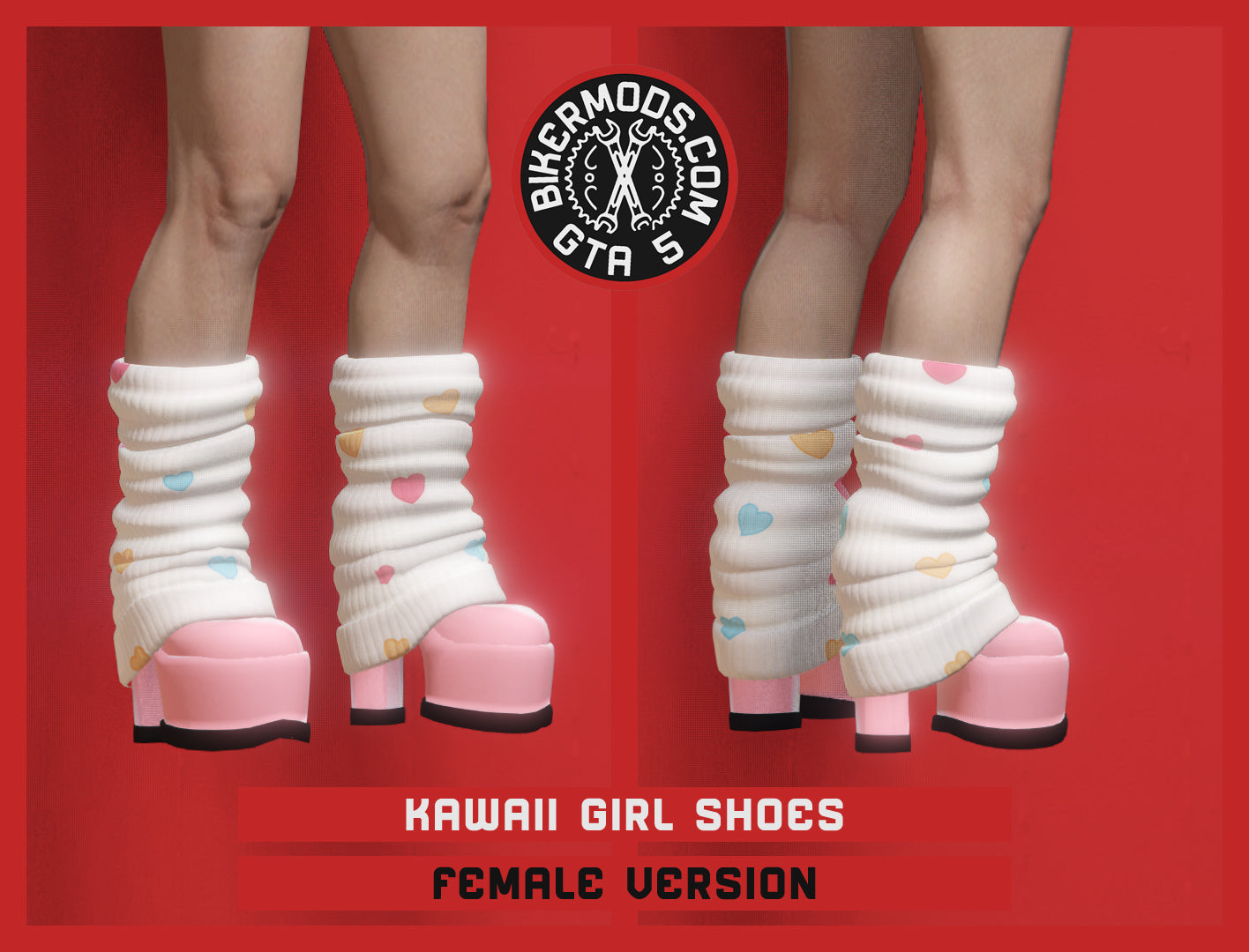 Kawaii Girl Heart Shoes (Female)