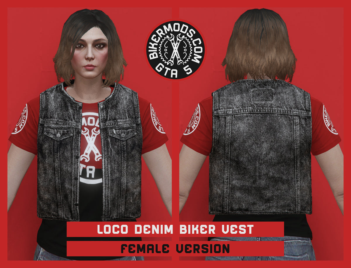 Loco Biker Black Denim Vest (Female)
