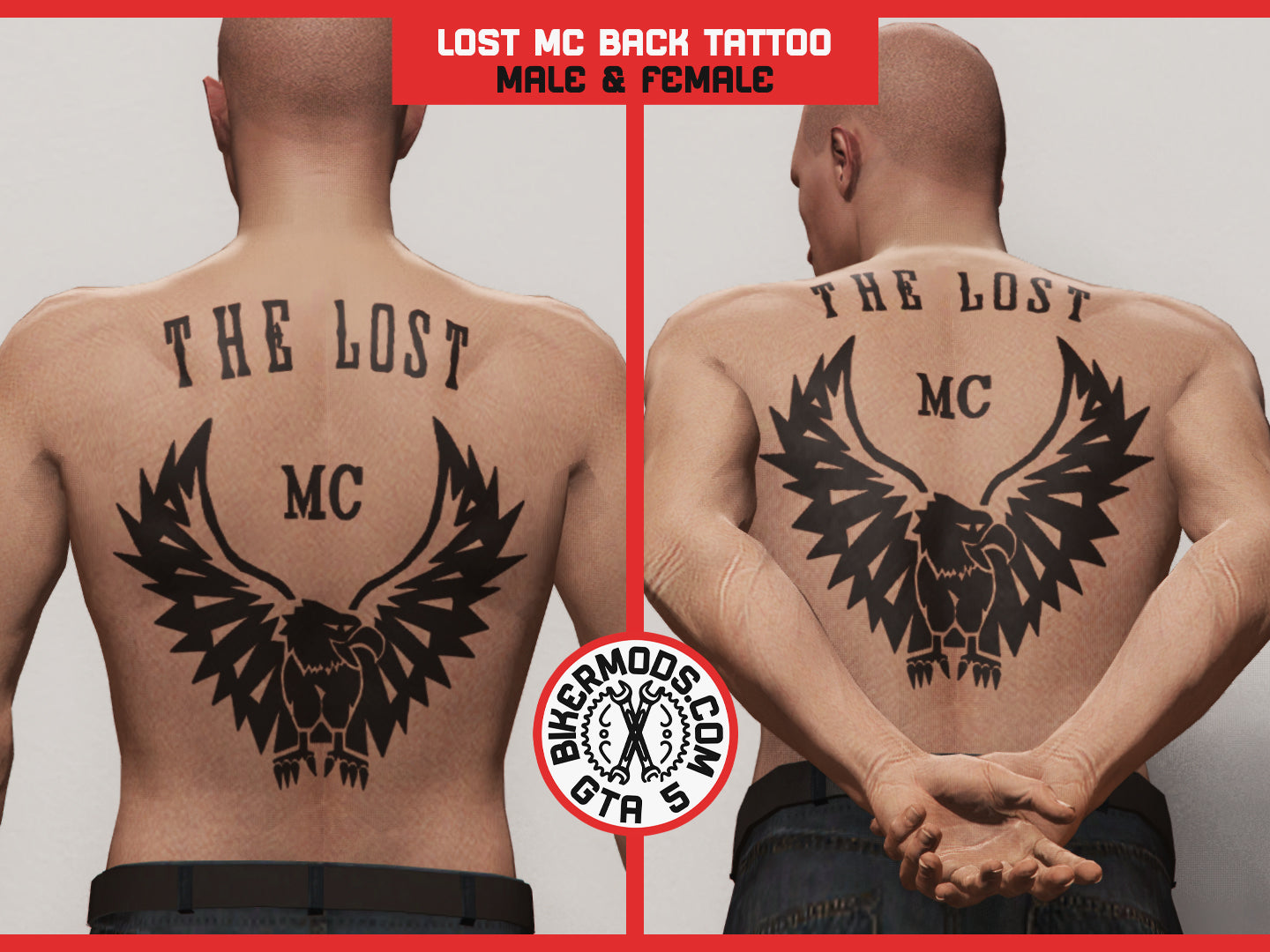 The Lost MC Prison Style Back Tattoo