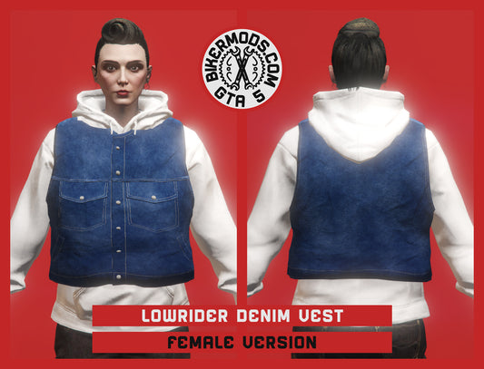 Lowrider Blue Denim Vest (Female) Closed Hoodie Size