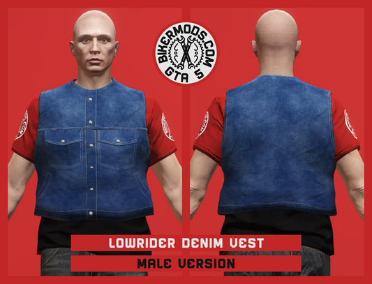 Lowrider Blue Denim Vest (Male) Closed Shorty Style