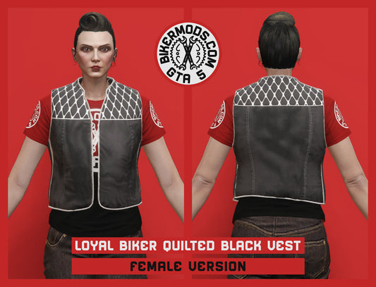 Loyal Biker Quilted Black Vest (Female)