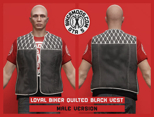 Loyal Biker Quilted Black Vest (Male)
