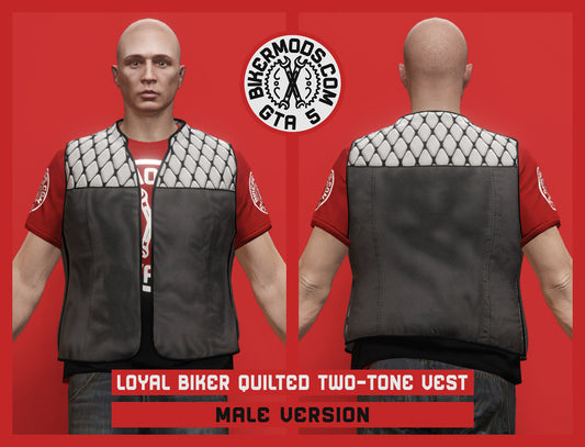 Loyal Biker Quilted Two-Tone Vest (Male)