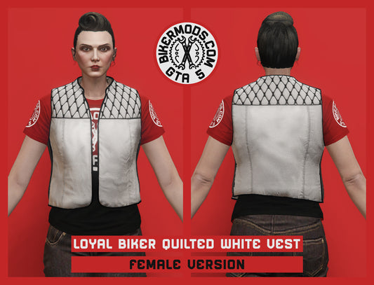 Loyal Biker Quilted White Vest (Female)
