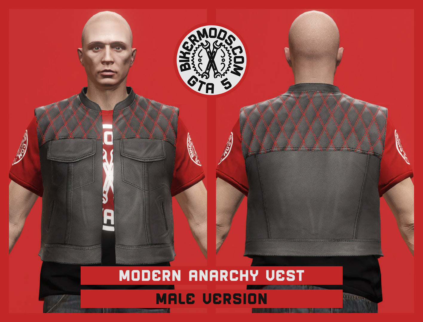 Modern Anarchy Vest (Male) Red Shorty Style