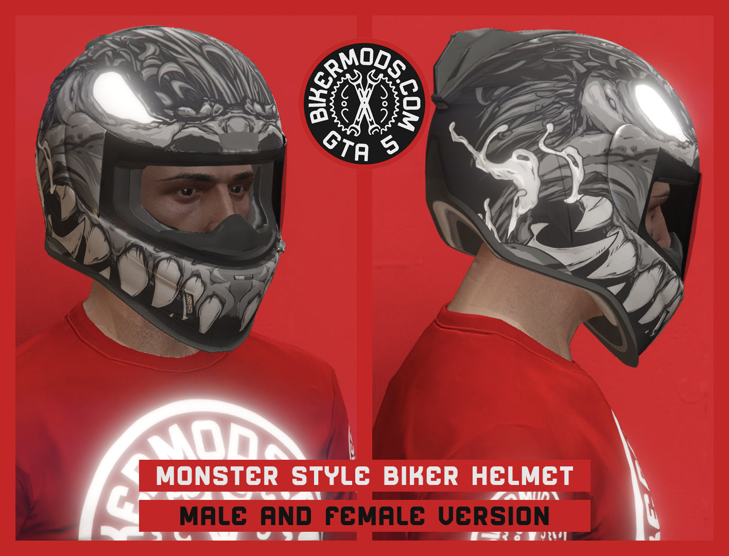 Monster Style Deluxe Motorcycle Helmet (Stealth Color) – GTA 5 Bikermods FiveM