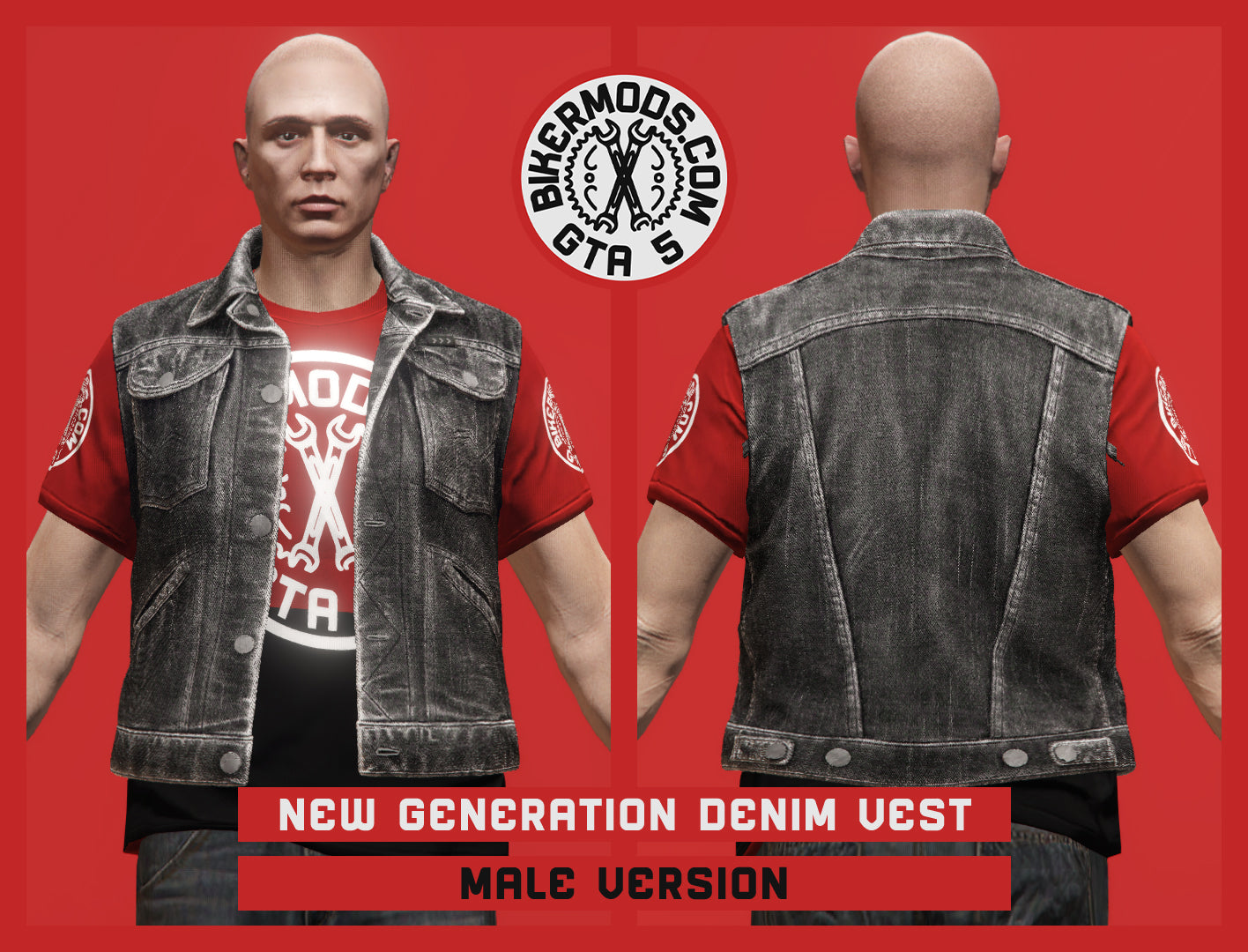New Generation Black Denim Vest (Male)