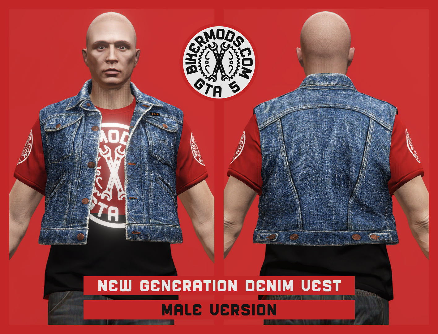New Generation Dark Blue Denim Vest (Male) Shorty Style