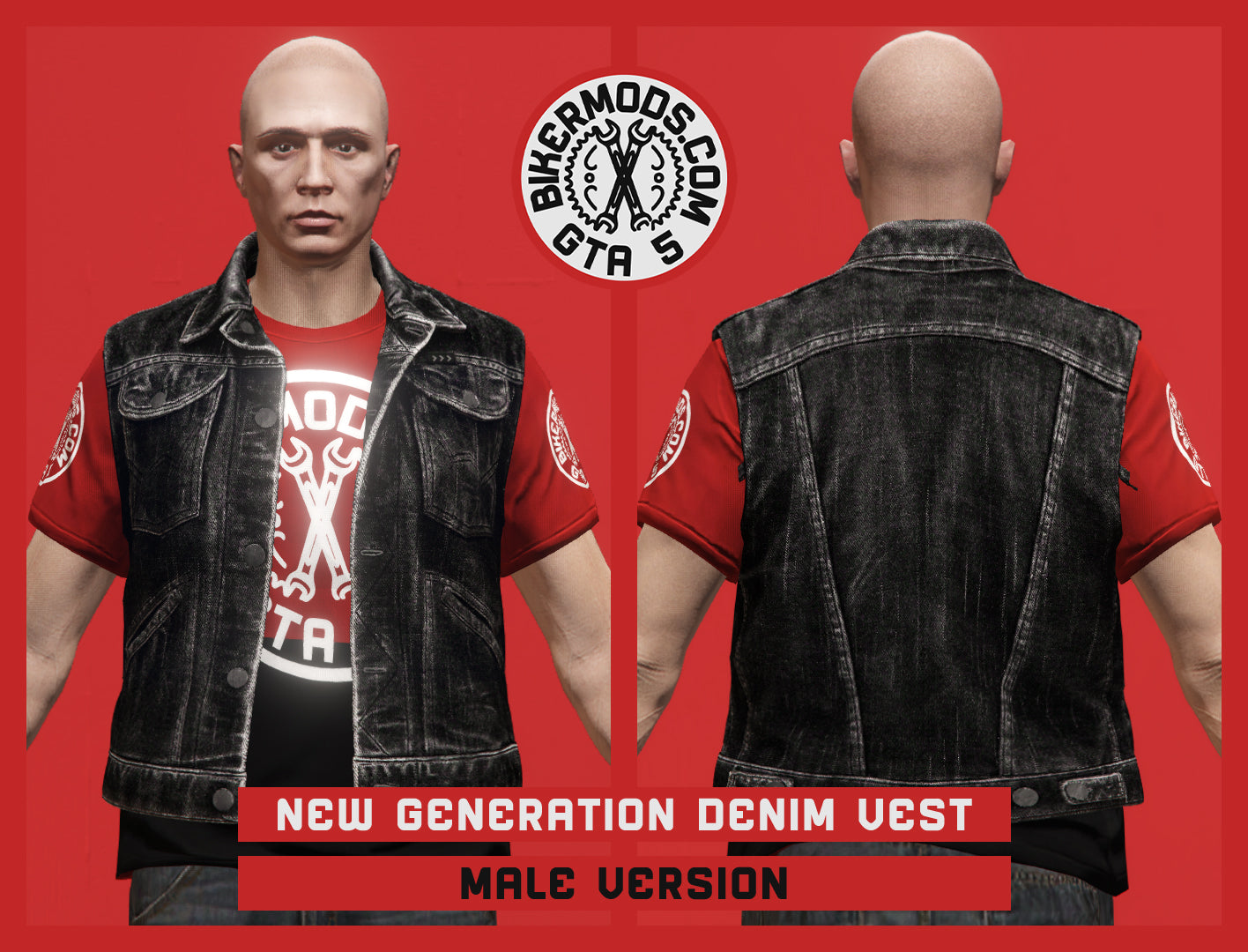 New Generation Dark Style Denim Vest (Male)