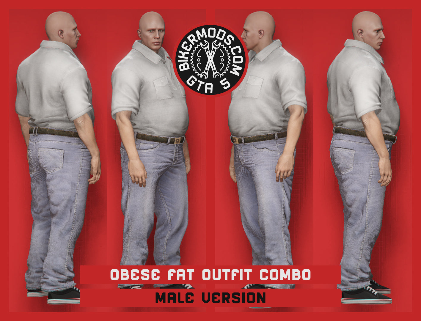 Obese Fat Polo and Jeans Outfit Combo (Male)