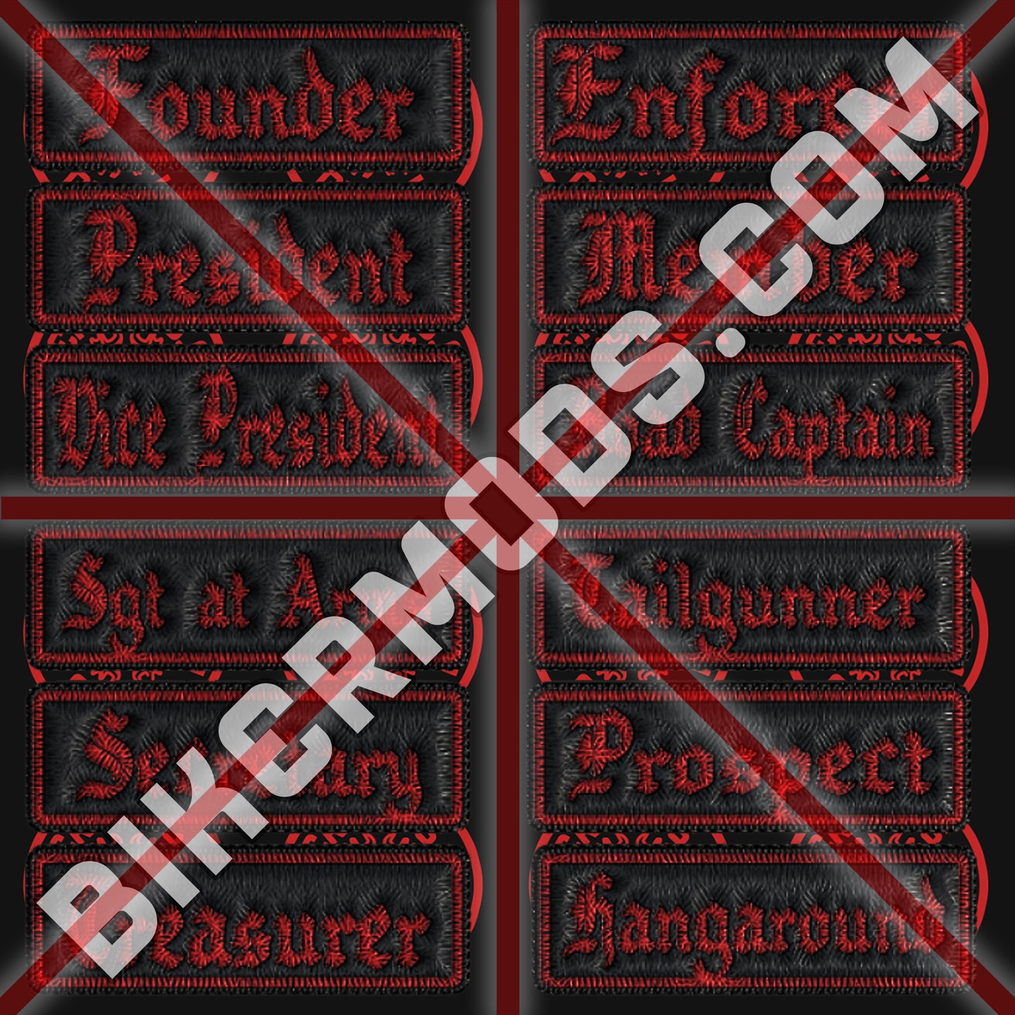 Old English Style Ranks Flash Set (Red Black)