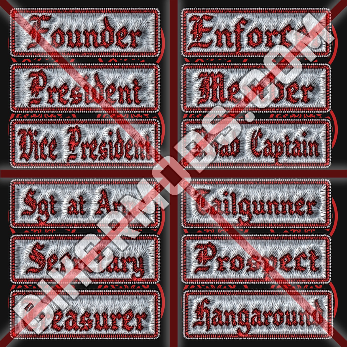 Old English Style Ranks Flash Set (White Red)
