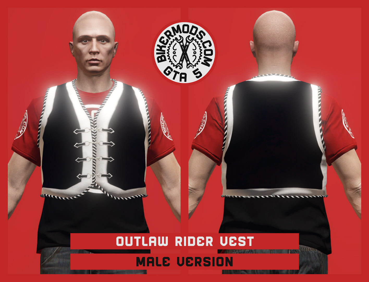 Outlaw Rider Vest (Male) White and Black Style