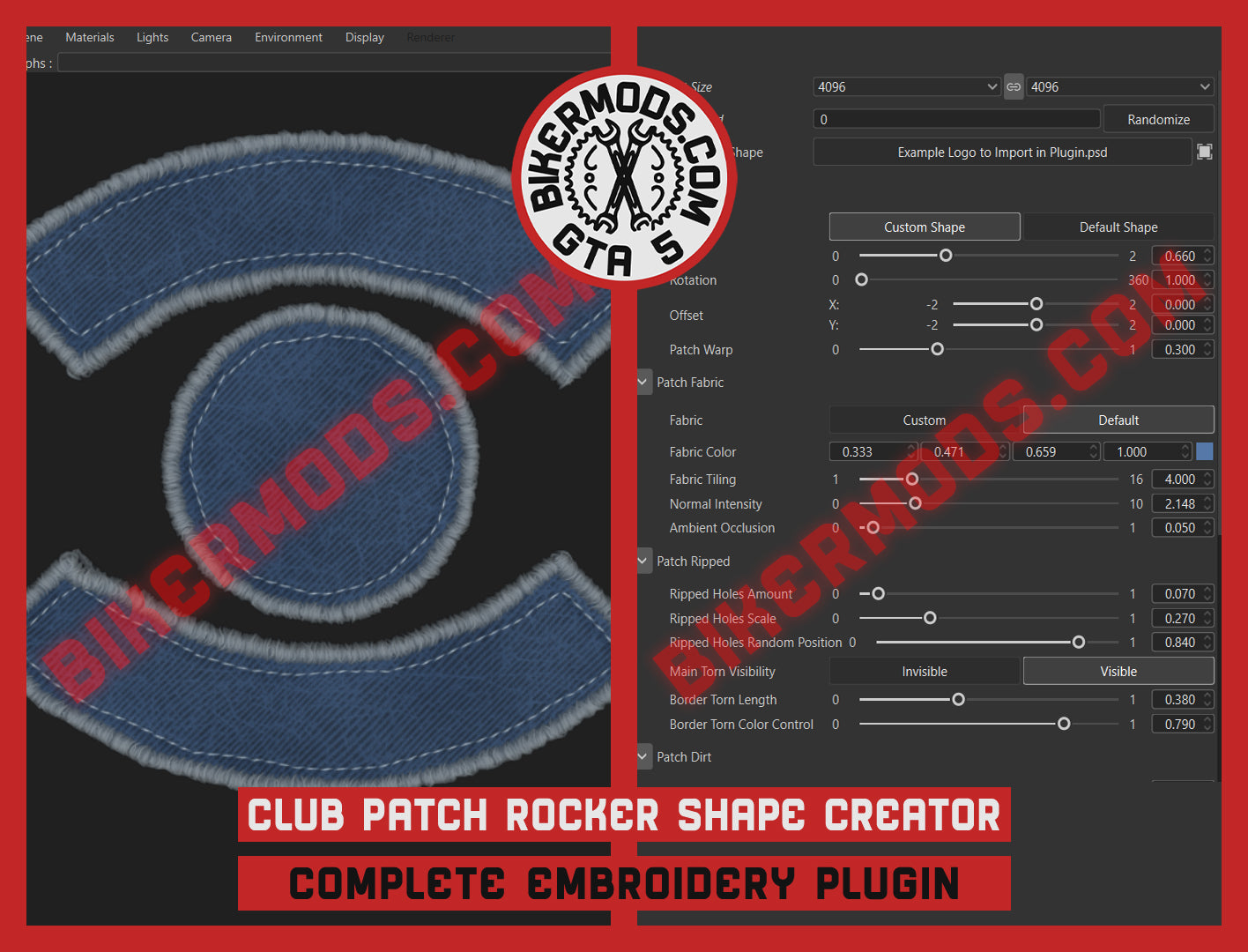 Patch Rocker Shapes Canvas Embroidery Creator Tool (Deluxe Complete Standalone Plugin)