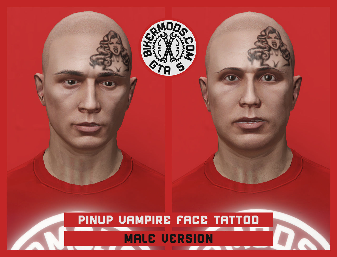 Pinup Vampire Girl Face Tattoo