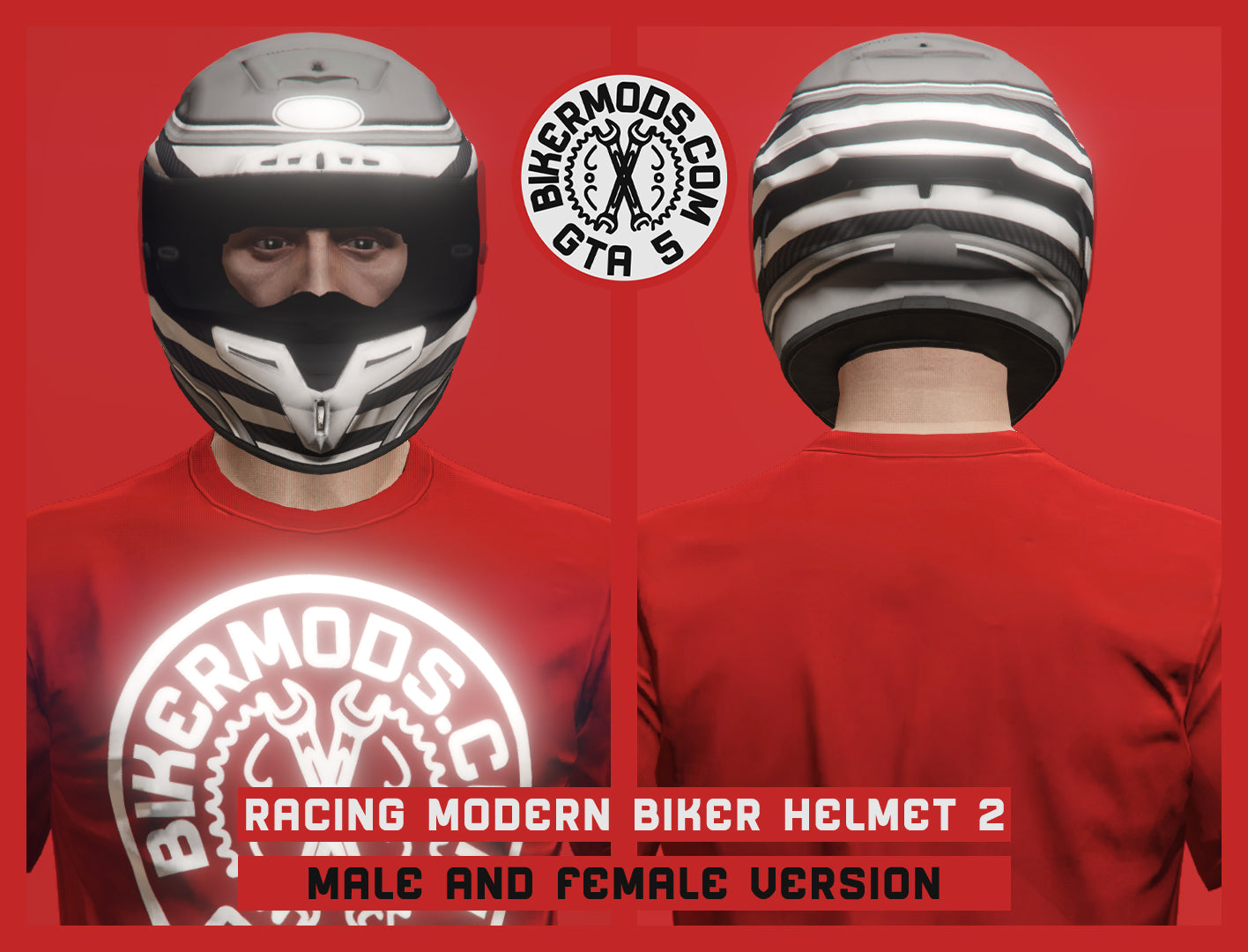 Racing Modern Biker Helmet 2 (Open & Closed)