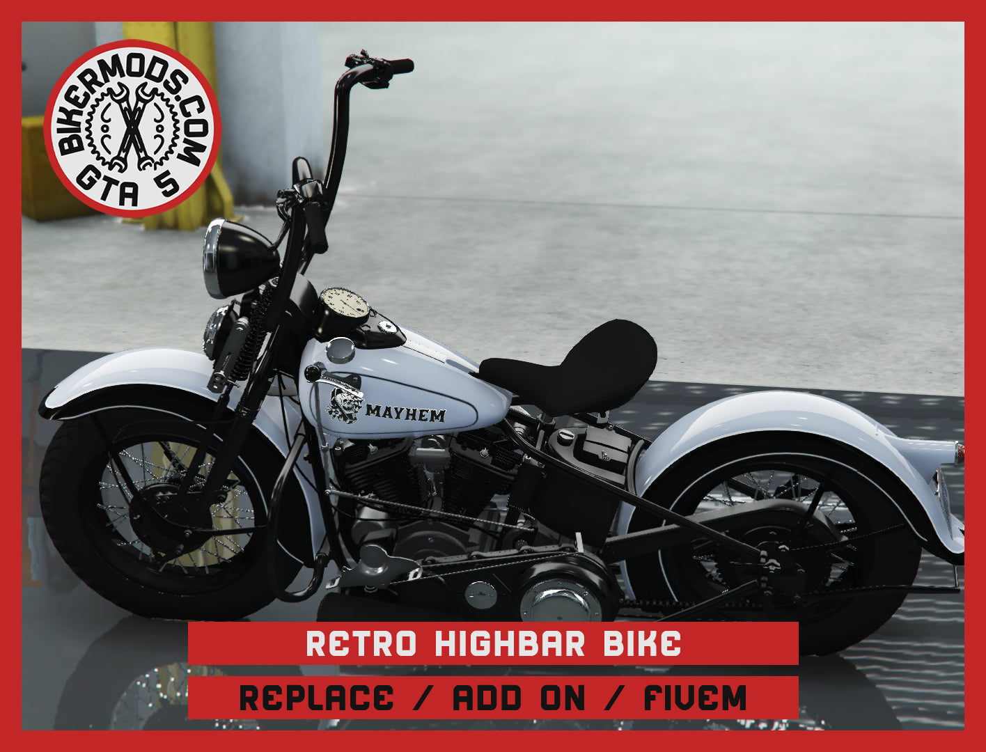 Retro Highbar Bike (Replace / Add On / FiveM) 284k Poly