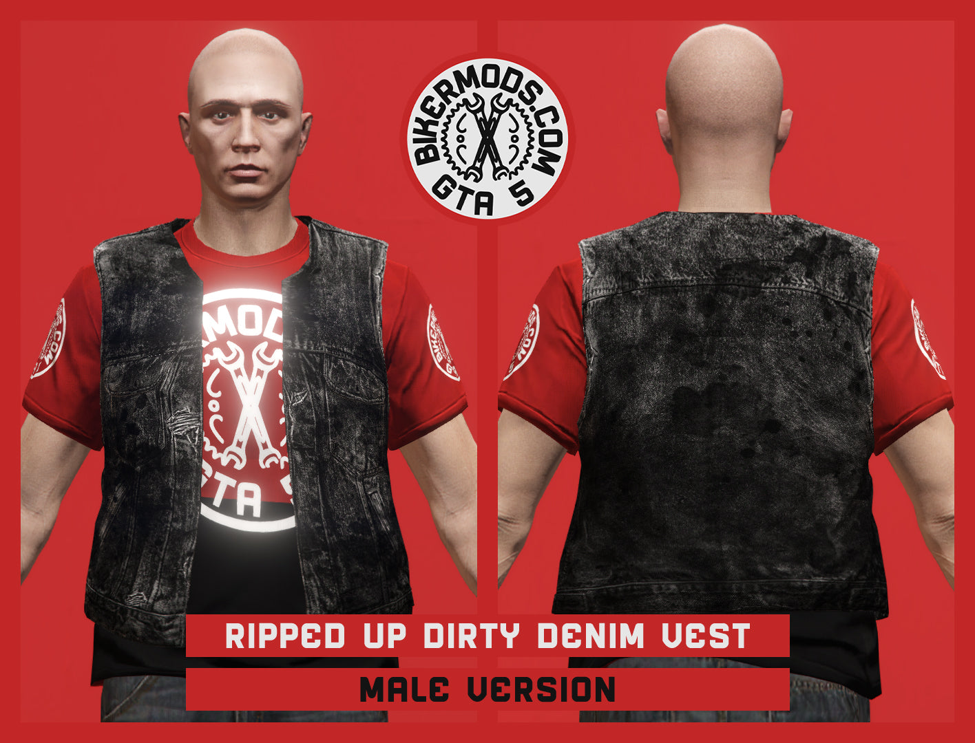 Ripped Up Dirty Black Denim Vest (Male)