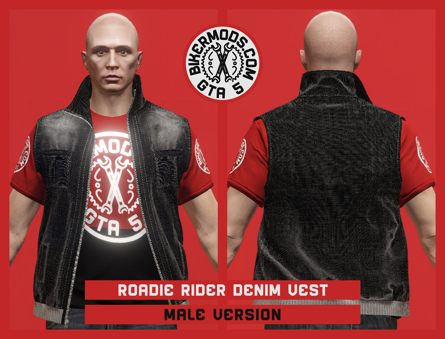 Roadie Rider Black Denim Vest (Male)
